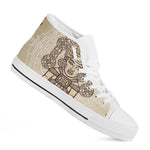 Ancient Mayan Statue Print White High Top Shoes