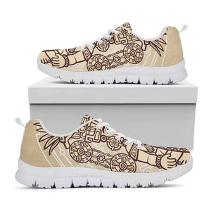 Ancient Mayan Statue Print White Sneakers