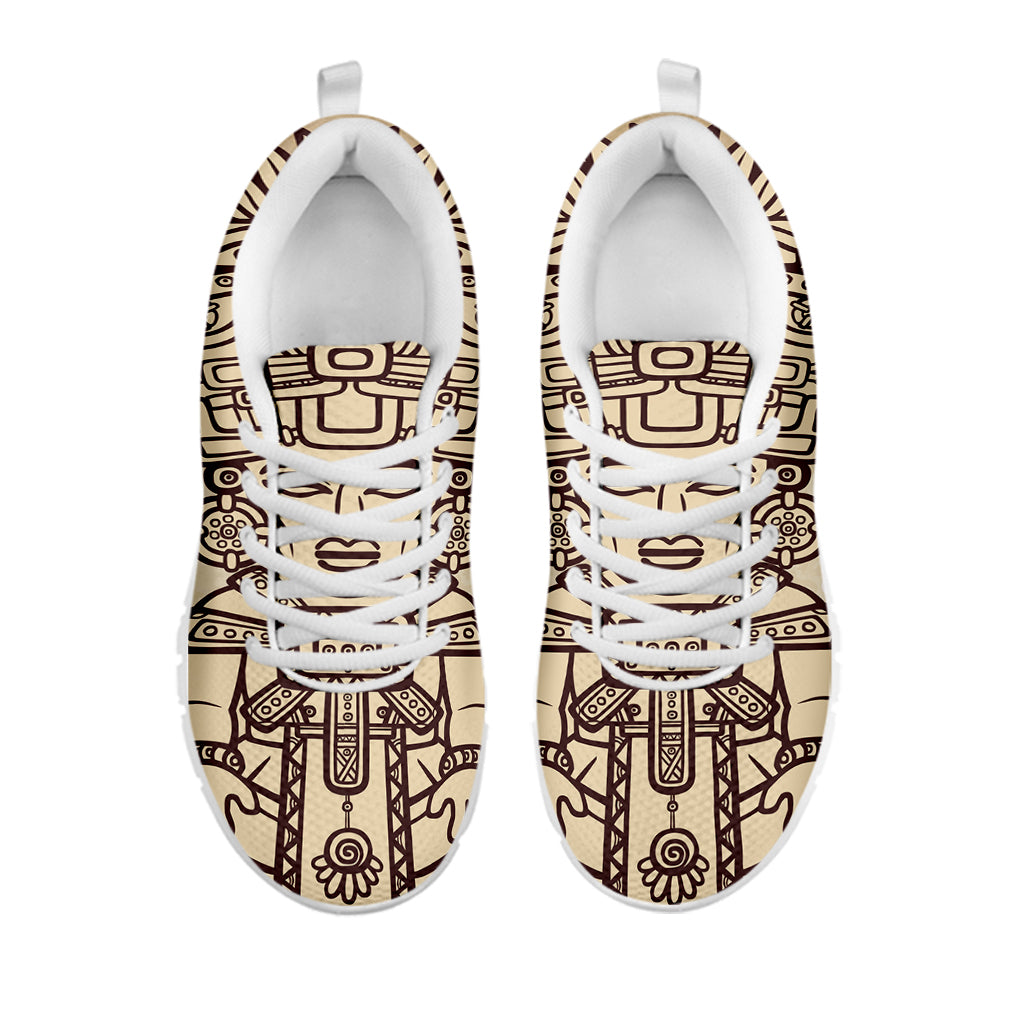 Ancient Mayan Statue Print White Sneakers