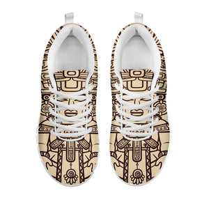 Ancient Mayan Statue Print White Sneakers