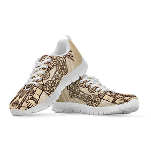 Ancient Mayan Statue Print White Sneakers