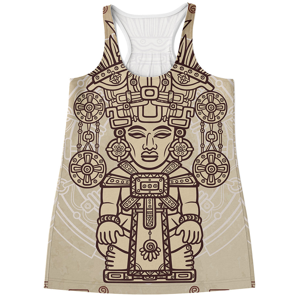 Ancient Mayan Statue Print Women's Racerback Tank Top