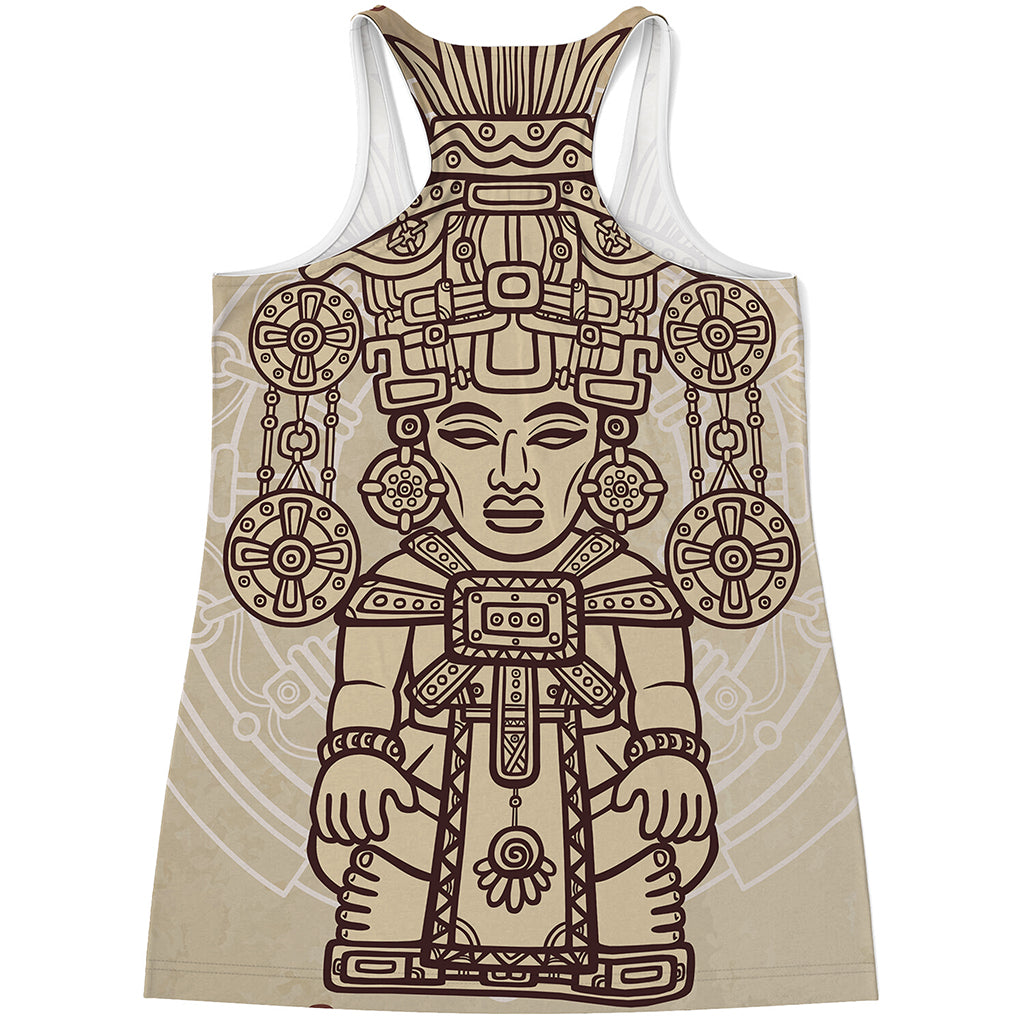 Ancient Mayan Statue Print Women's Racerback Tank Top