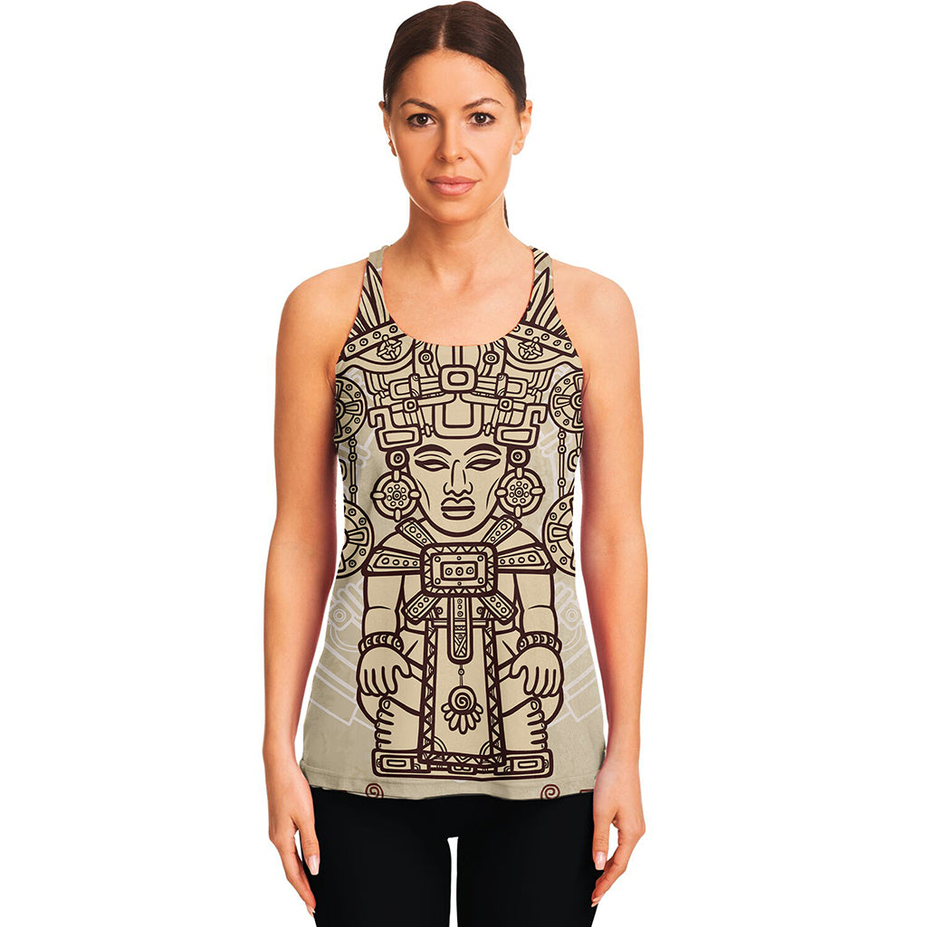 Ancient Mayan Statue Print Women's Racerback Tank Top