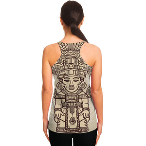 Ancient Mayan Statue Print Women's Racerback Tank Top