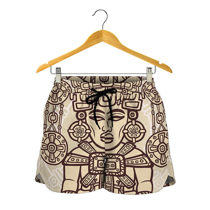 Ancient Mayan Statue Print Women's Shorts