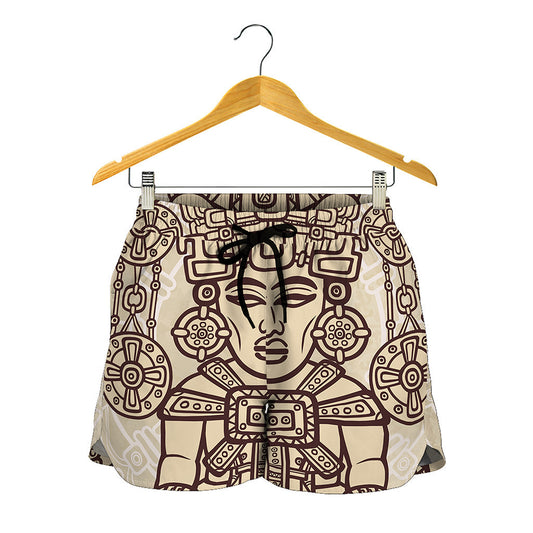 Ancient Mayan Statue Print Women's Shorts
