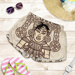 Ancient Mayan Statue Print Women's Shorts