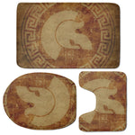 Ancient Spartan Helmet Print 3 Piece Bath Mat Set