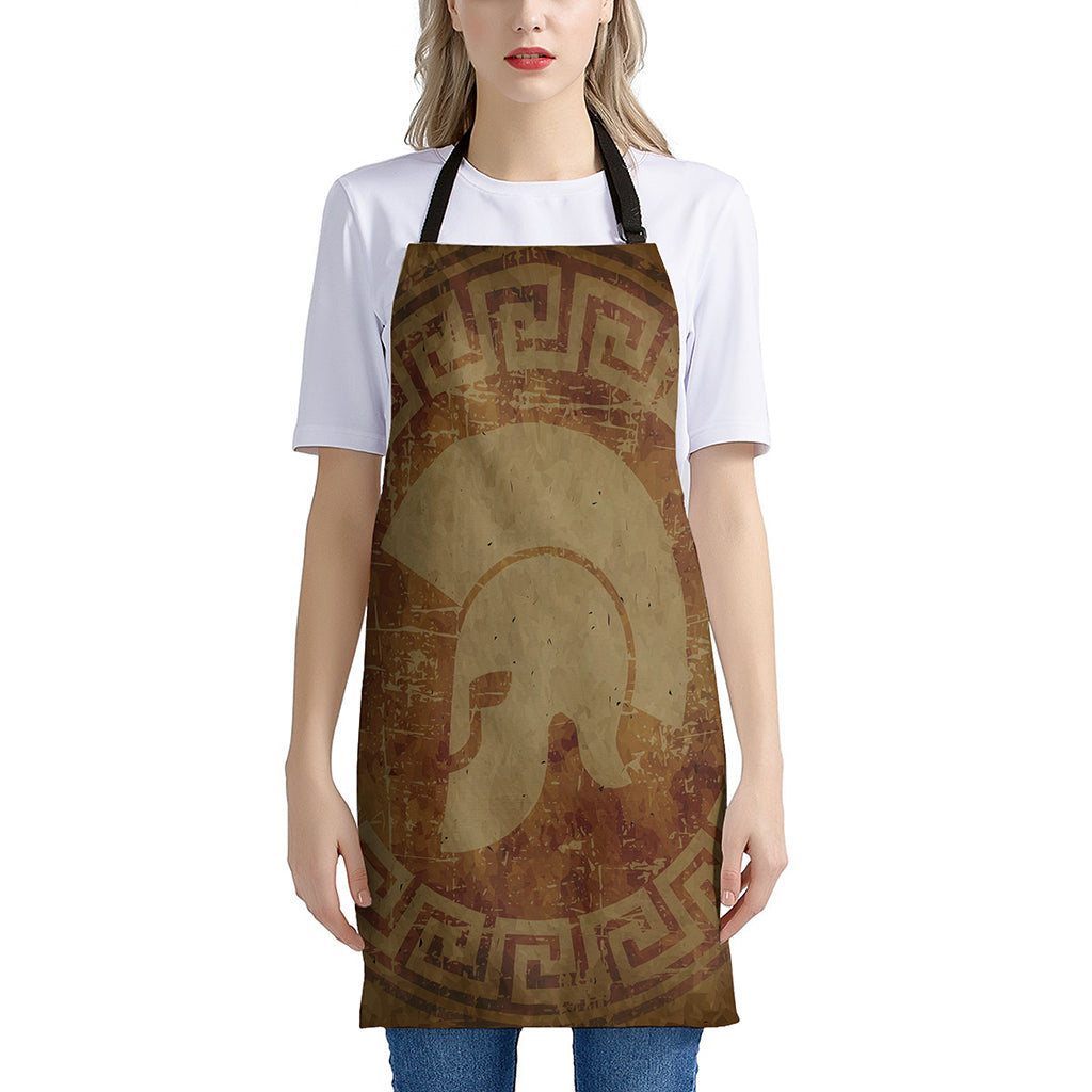 Ancient Spartan Helmet Print Apron