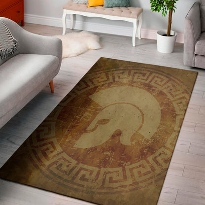 Ancient Spartan Helmet Print Area Rug