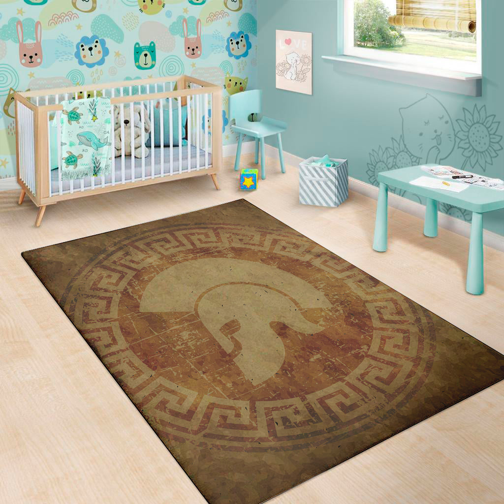 Ancient Spartan Helmet Print Area Rug