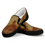 Ancient Spartan Helmet Print Black Slip On Shoes