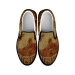 Ancient Spartan Helmet Print Black Slip On Shoes