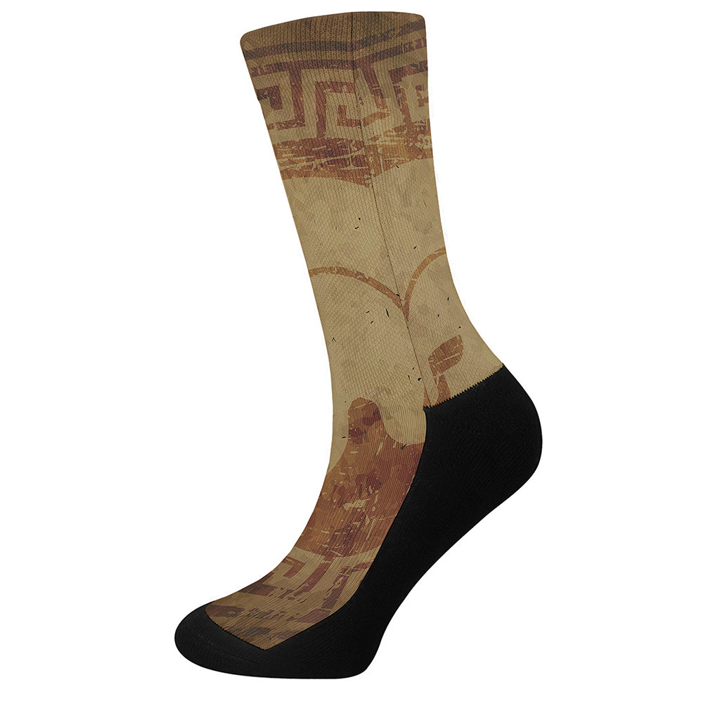 Ancient Spartan Helmet Print Crew Socks