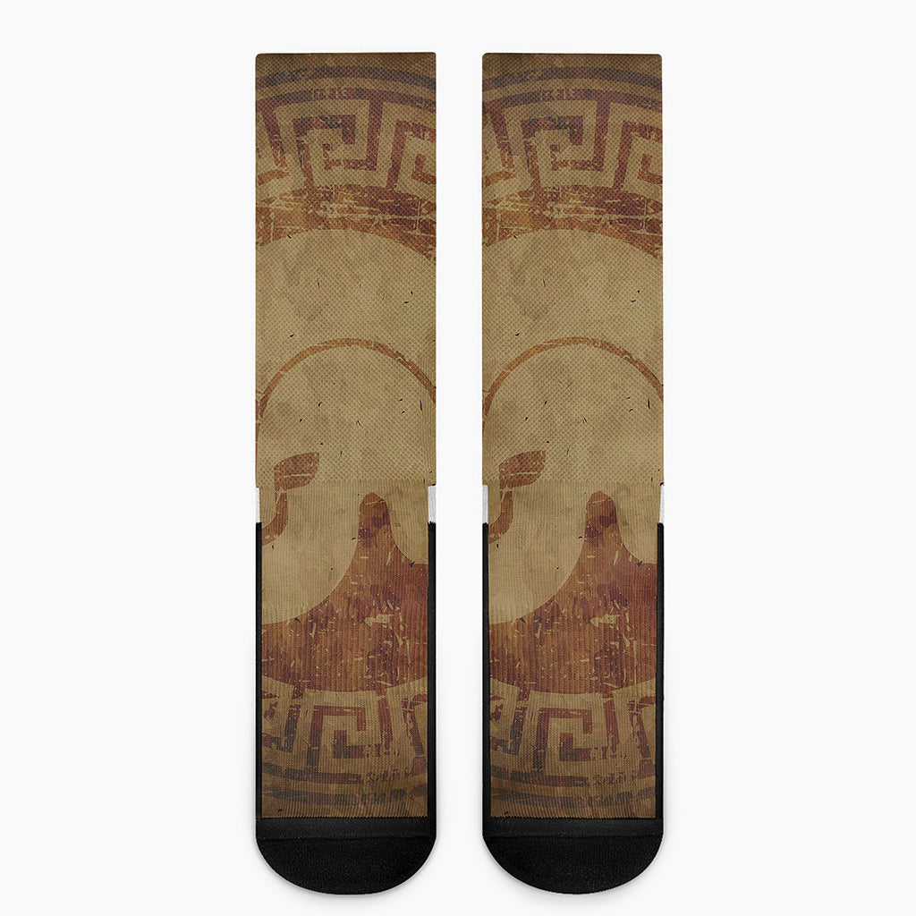 Ancient Spartan Helmet Print Crew Socks