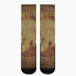 Ancient Spartan Helmet Print Crew Socks