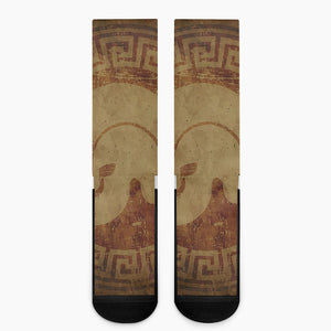 Ancient Spartan Helmet Print Crew Socks