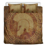 Ancient Spartan Helmet Print Duvet Cover Bedding Set