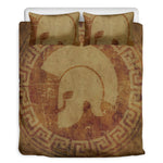 Ancient Spartan Helmet Print Duvet Cover Bedding Set