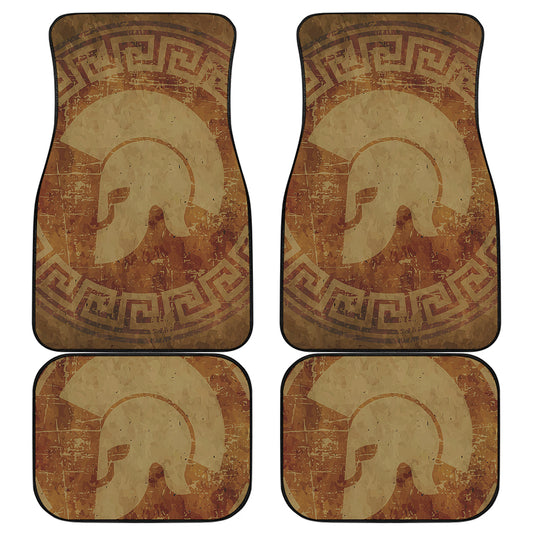 Ancient Spartan Helmet Print Front and Back Car Floor Mats