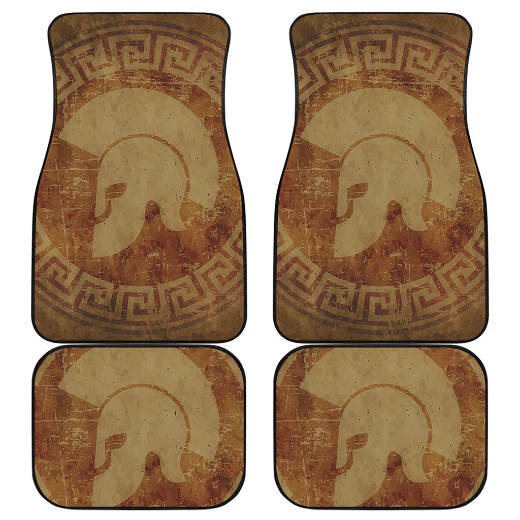 Ancient Spartan Helmet Print Front and Back Car Floor Mats