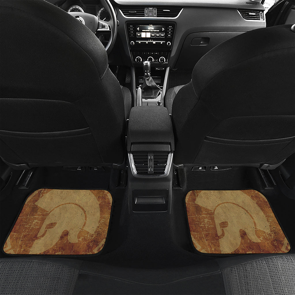 Ancient Spartan Helmet Print Front and Back Car Floor Mats