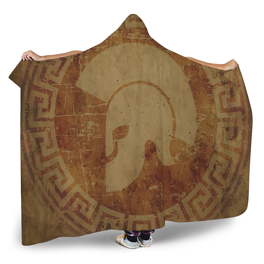 Ancient Spartan Helmet Print Hooded Blanket