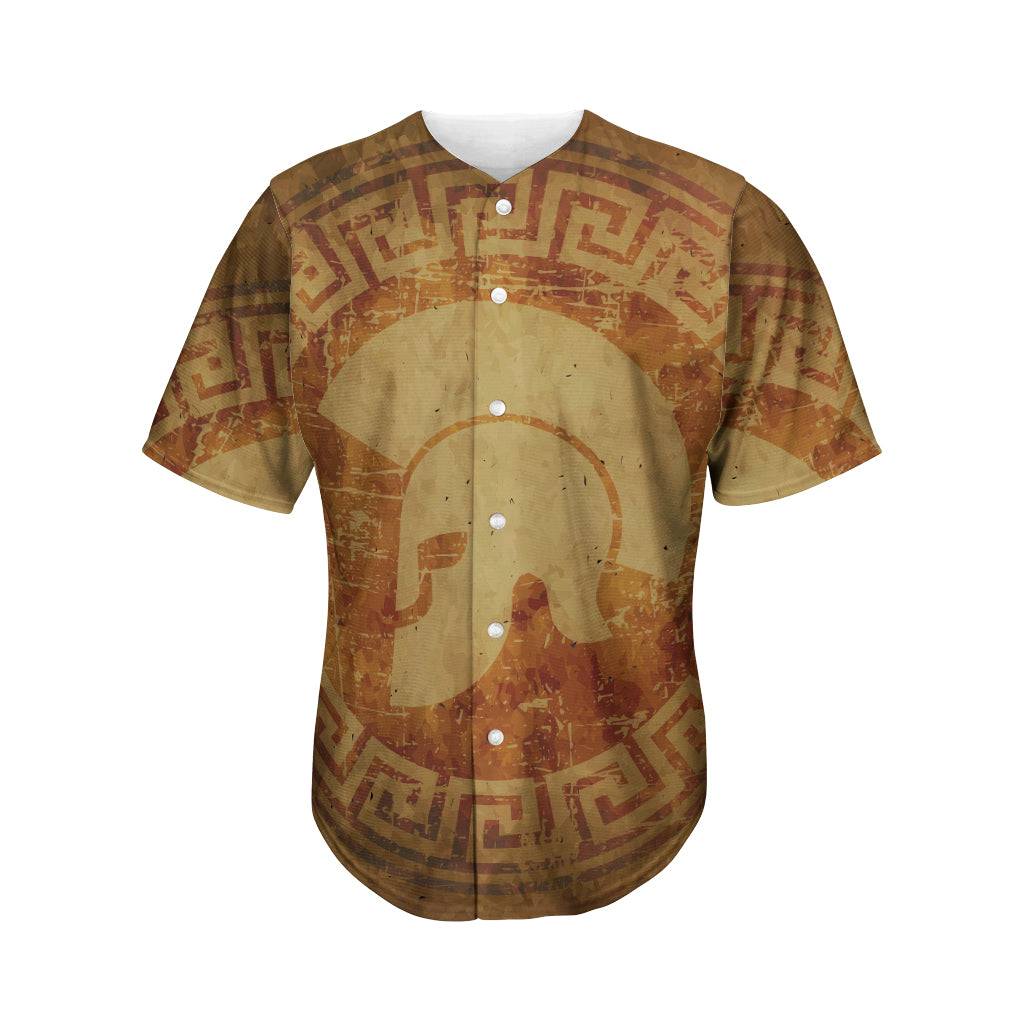 Ancient Spartan Helmet Print Men's Baseball Jersey