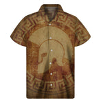 Ancient Spartan Helmet Print Men's Short Sleeve Shirt