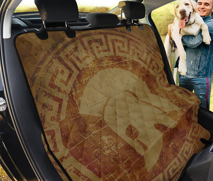 Ancient Spartan Helmet Print Pet Car Back Seat Cover