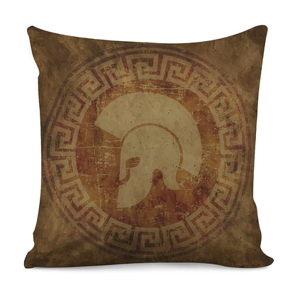 Ancient Spartan Helmet Print Pillow Cover