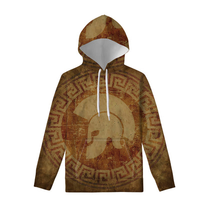 Ancient Spartan Helmet Print Pullover Hoodie