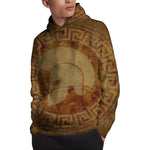 Ancient Spartan Helmet Print Pullover Hoodie