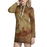 Ancient Spartan Helmet Print Pullover Hoodie Dress