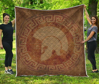 Ancient Spartan Helmet Print Quilt