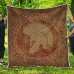 Ancient Spartan Helmet Print Quilt