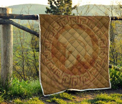 Ancient Spartan Helmet Print Quilt