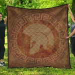 Ancient Spartan Helmet Print Quilt