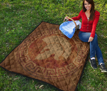 Ancient Spartan Helmet Print Quilt