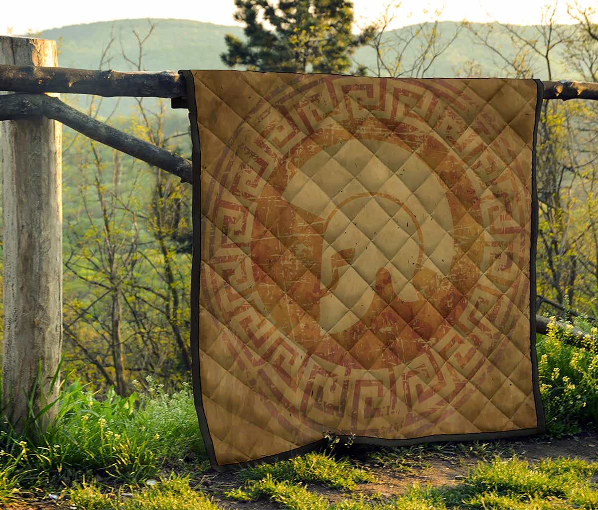 Ancient Spartan Helmet Print Quilt