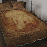 Ancient Spartan Helmet Print Quilt Bed Set