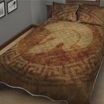 Ancient Spartan Helmet Print Quilt Bed Set