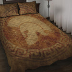 Ancient Spartan Helmet Print Quilt Bed Set