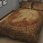 Ancient Spartan Helmet Print Quilt Bed Set