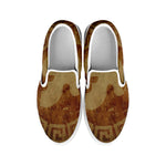 Ancient Spartan Helmet Print White Slip On Shoes