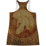 Ancient Spartan Helmet Print Women's Racerback Tank Top