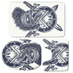 Ancient Spartan Print 3 Piece Bath Mat Set
