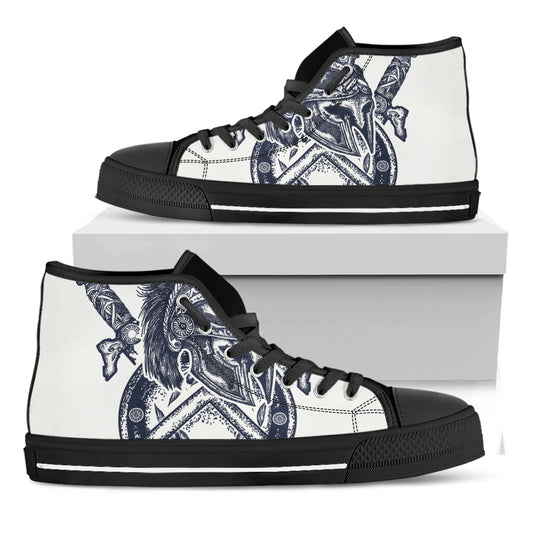 Ancient Spartan Print Black High Top Shoes