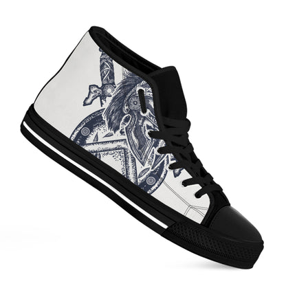 Ancient Spartan Print Black High Top Shoes